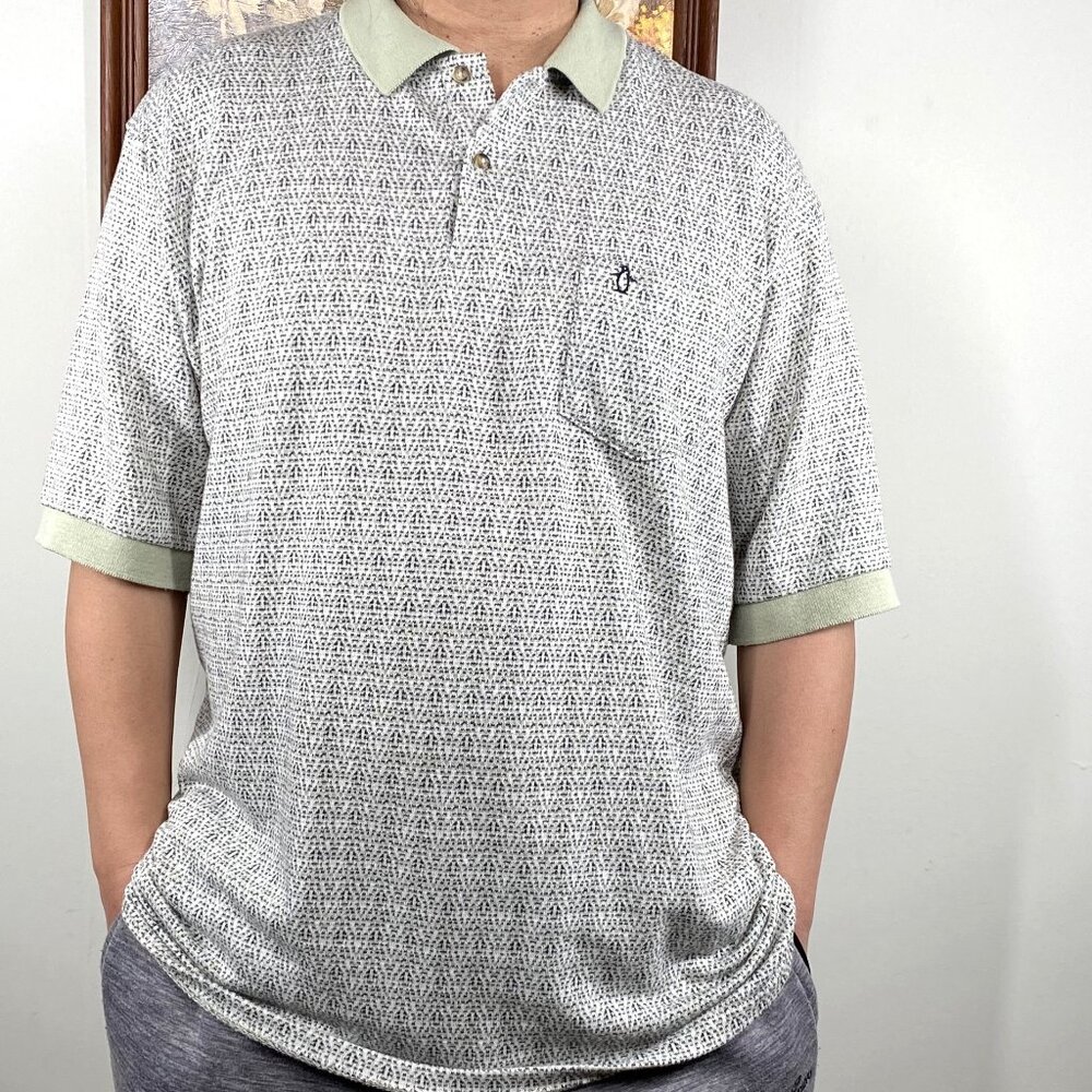 VTG Penguin Club Polo Shirt Top Men's XL Tall Multicolor Casual USA Vintage
